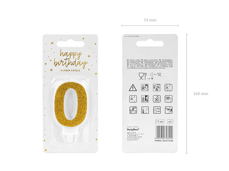 Kuchenkerze Ziffer "0" gold (1 Stk.)