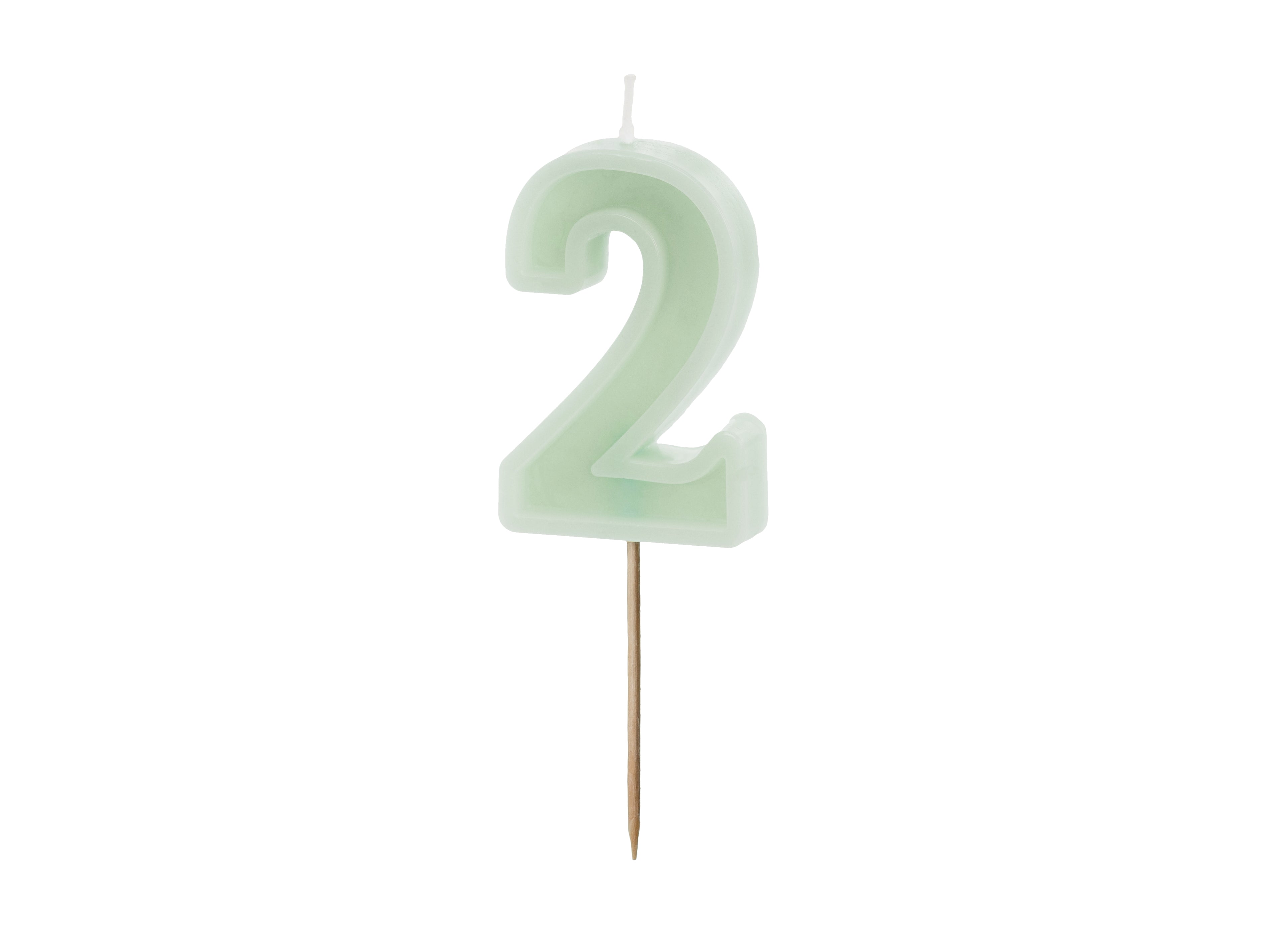 Kuchenkerze Ziffer "2" grün (1 Stk.)