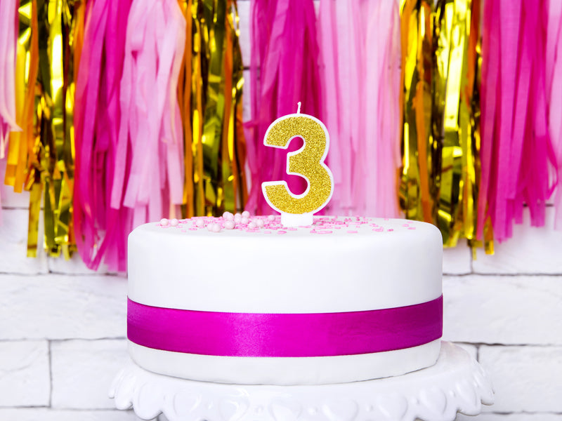 Kuchenkerze Ziffer "3" gold (1 Stk.)