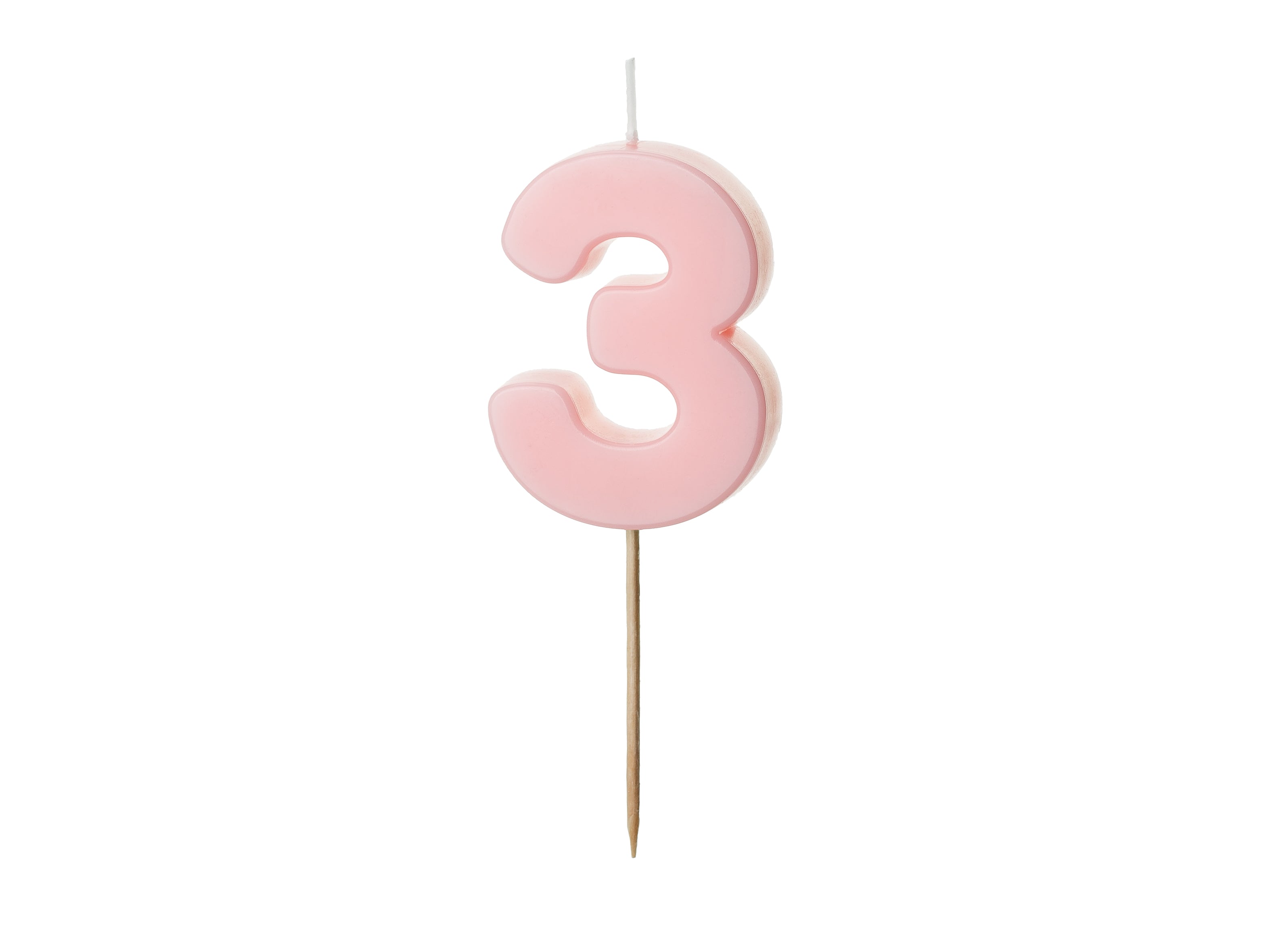 Kuchenkerze Ziffer "3" hellrosa (1 Stk.)