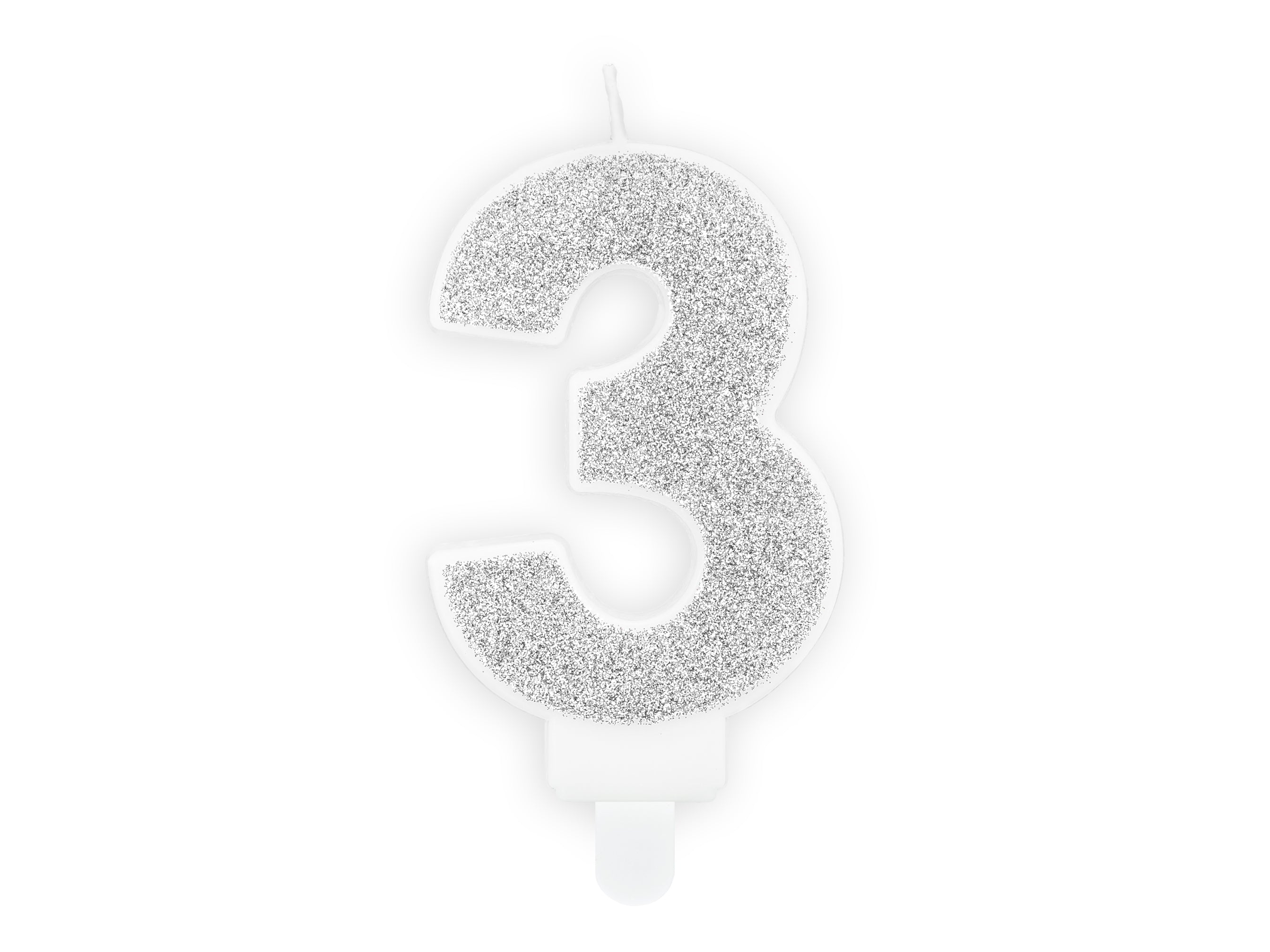 Kuchenkerze Ziffer "3" silber (1 Stk.)