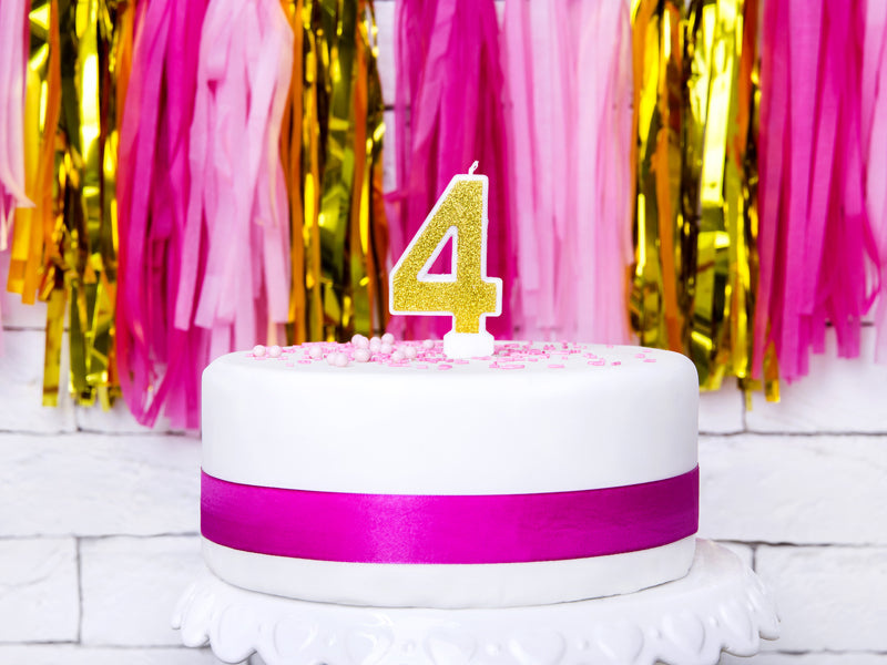 Kuchenkerze Ziffer "4" gold (1 Stk.)
