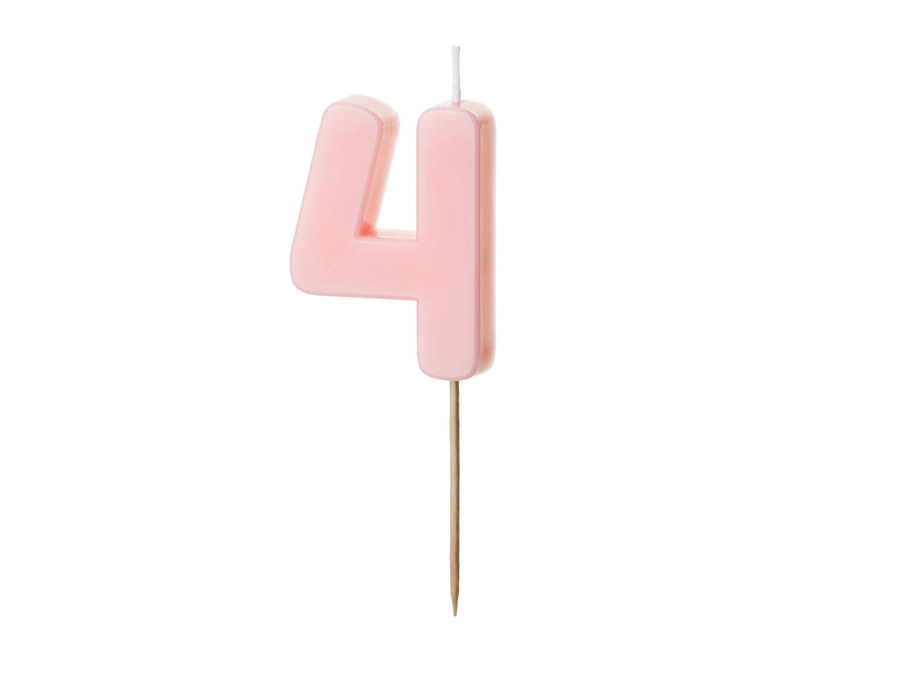 Kuchenkerze Ziffer "4" hellrosa (1 Stk.)