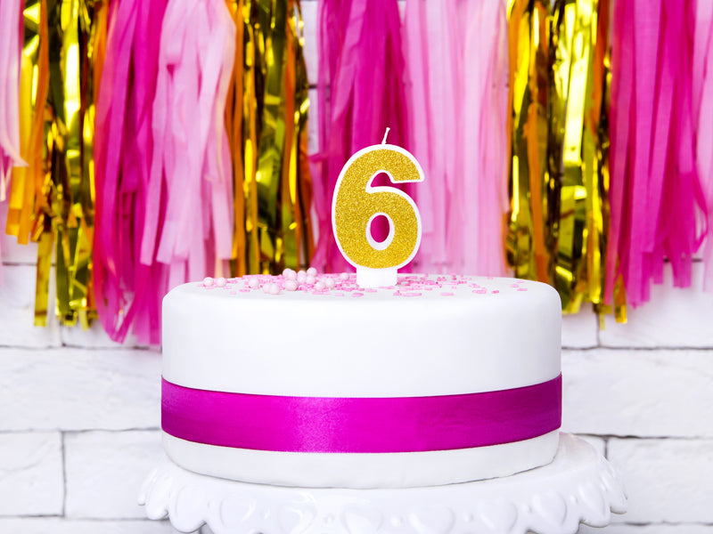 Kuchenkerze Ziffer "6" gold (1 Stk.)