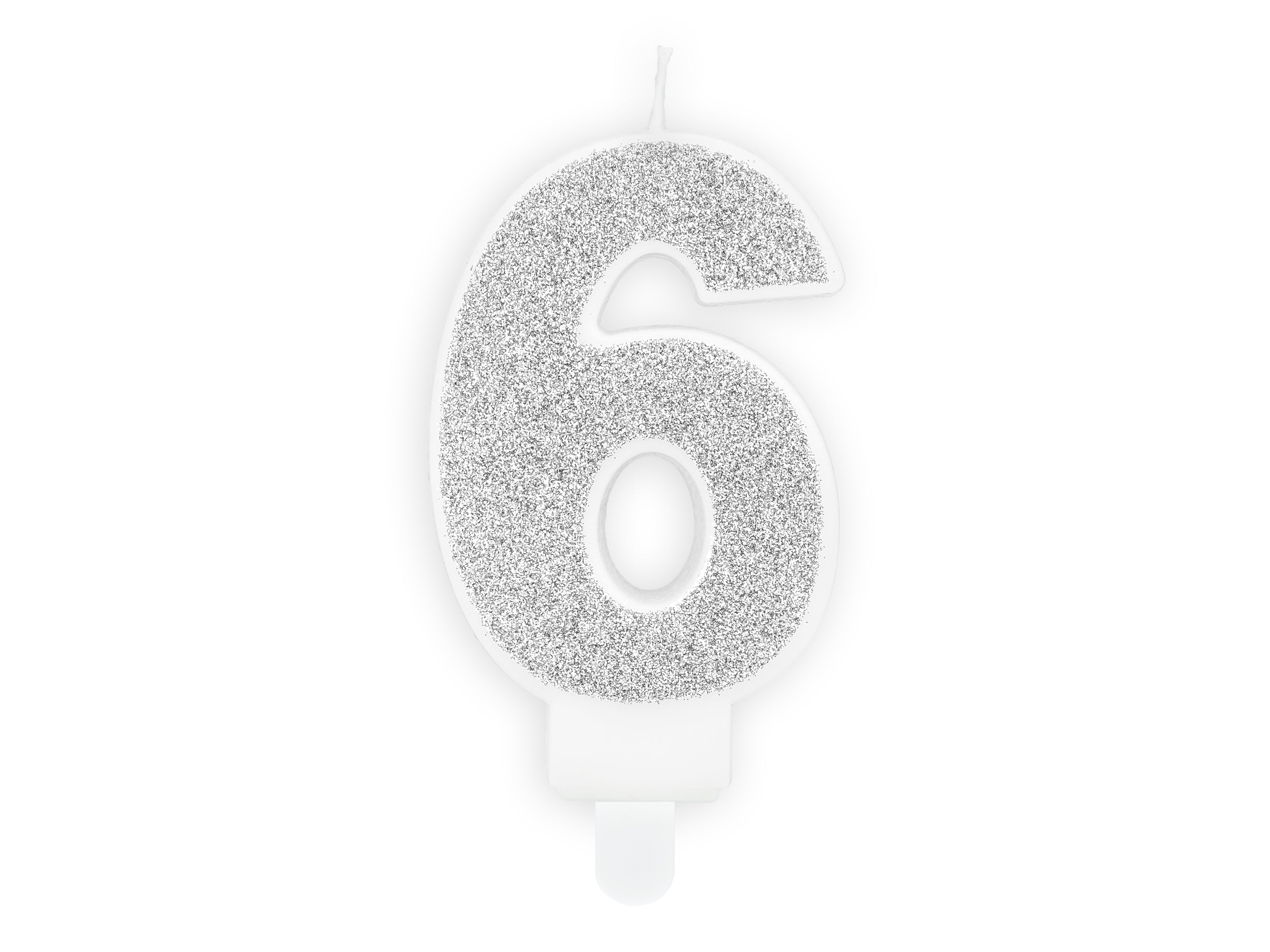Kuchenkerze Ziffer "6" silber (1 Stk.)