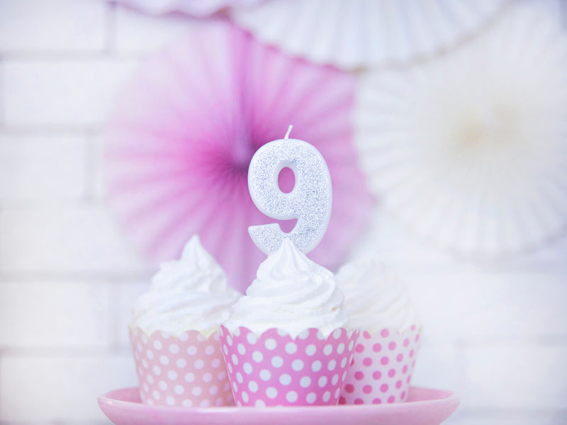 Kuchenkerze Ziffer "9" silber (1 Stk.)