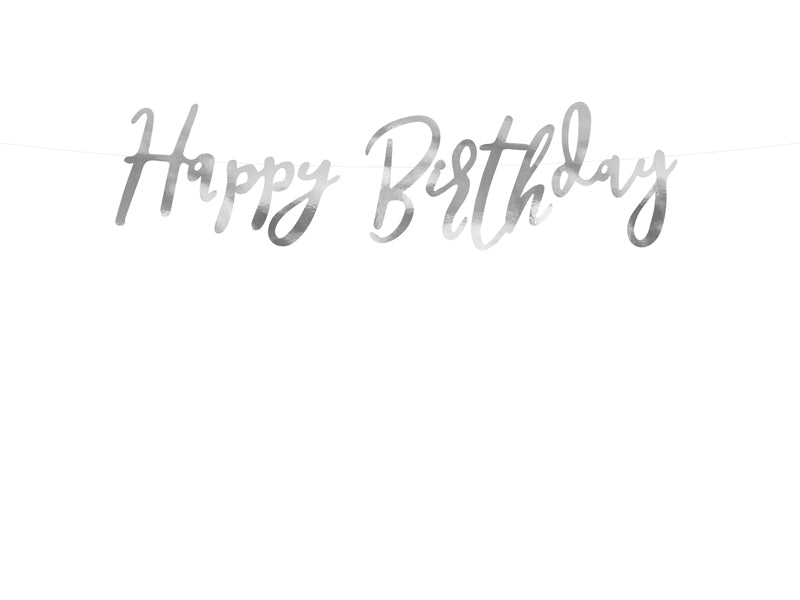 Wimpelkette "Happy Birthday" silber (1 Stk.)