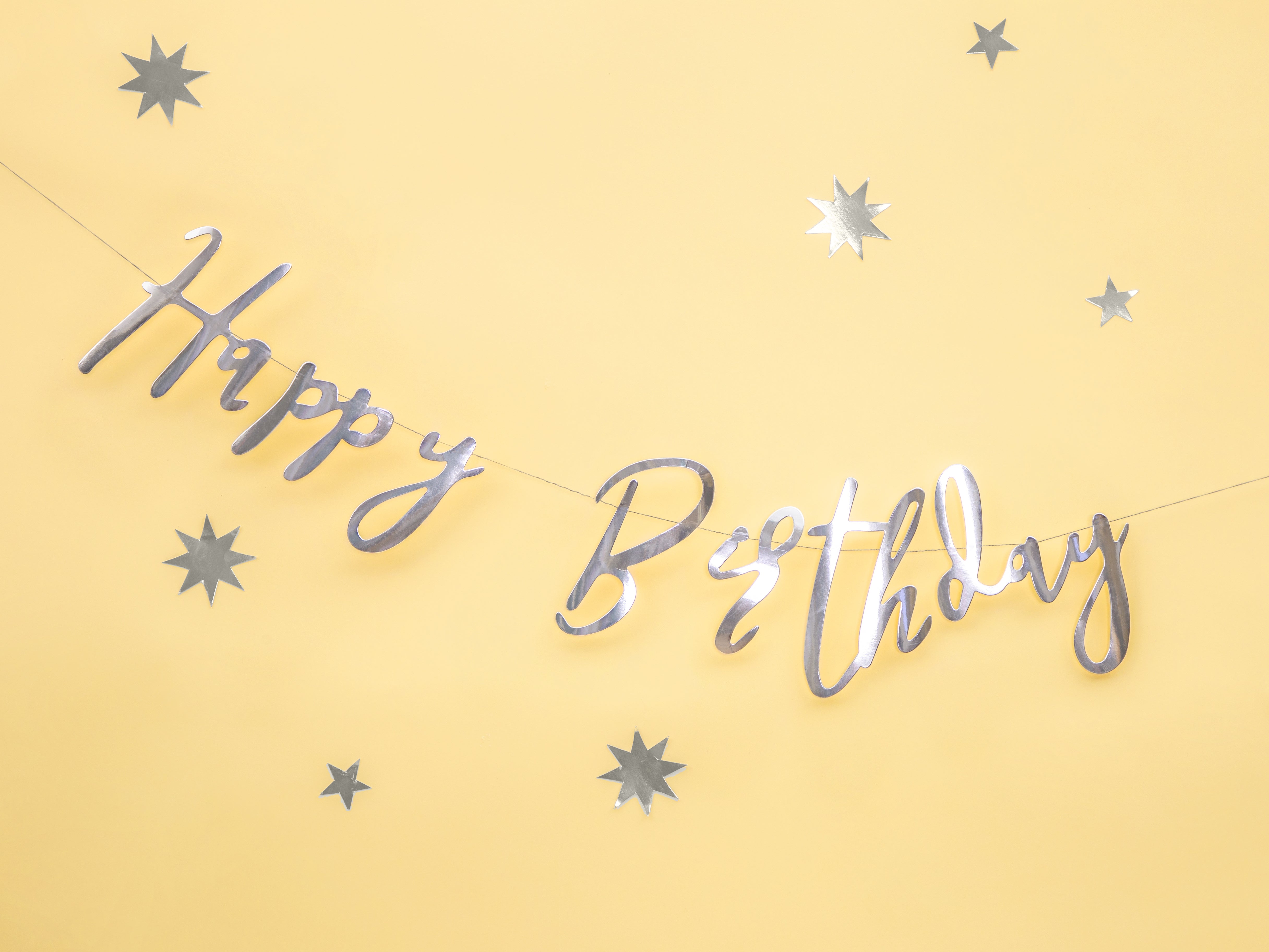 Wimpelkette "Happy Birthday" silber (1 Stk.)