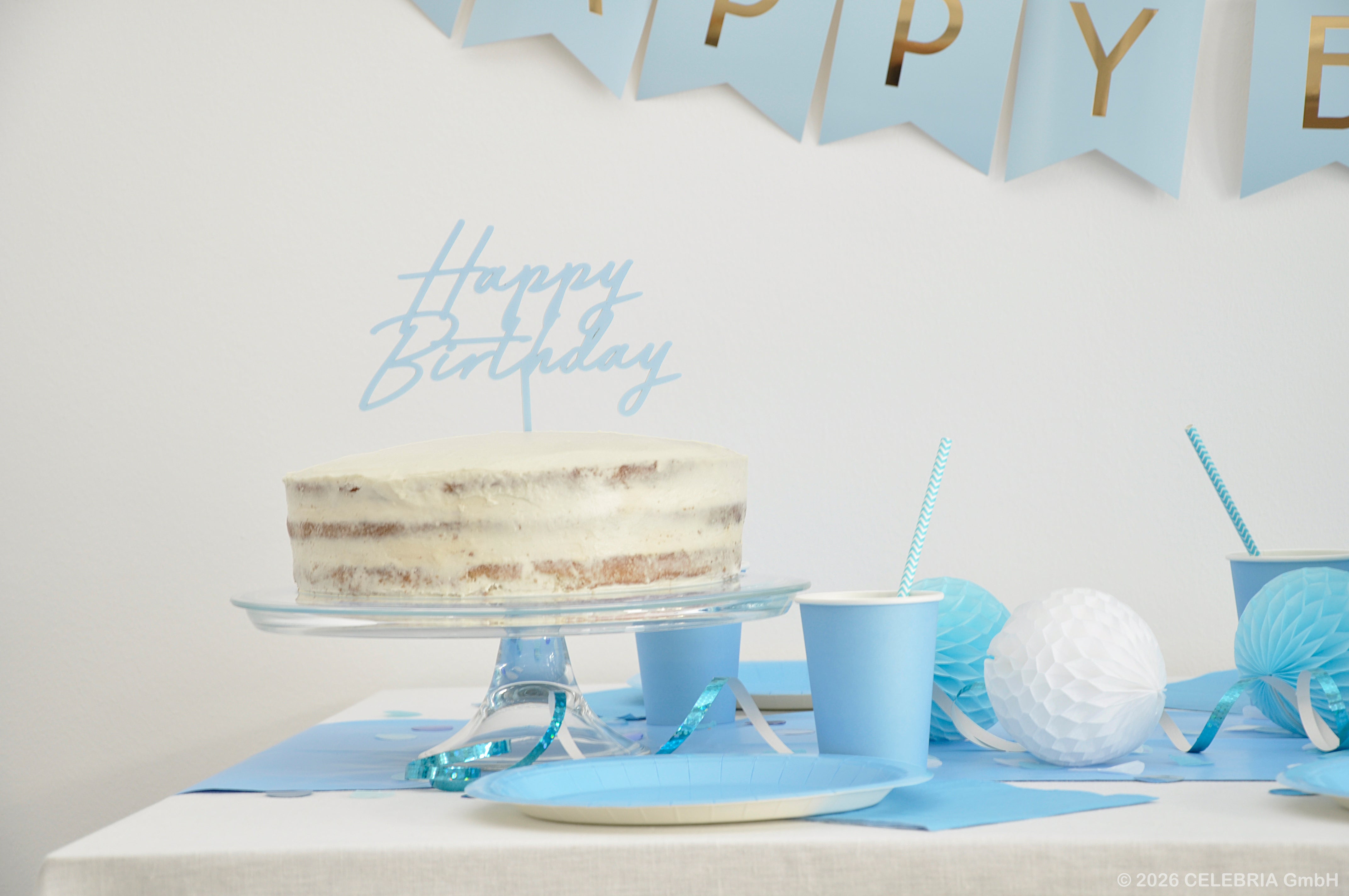 Kuchentopper "Happy Birthday" blau (1 Stk.)