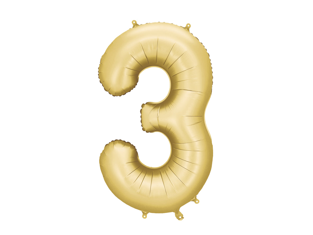 Folienballon Zahl "3" gold matt (1 Stk.)