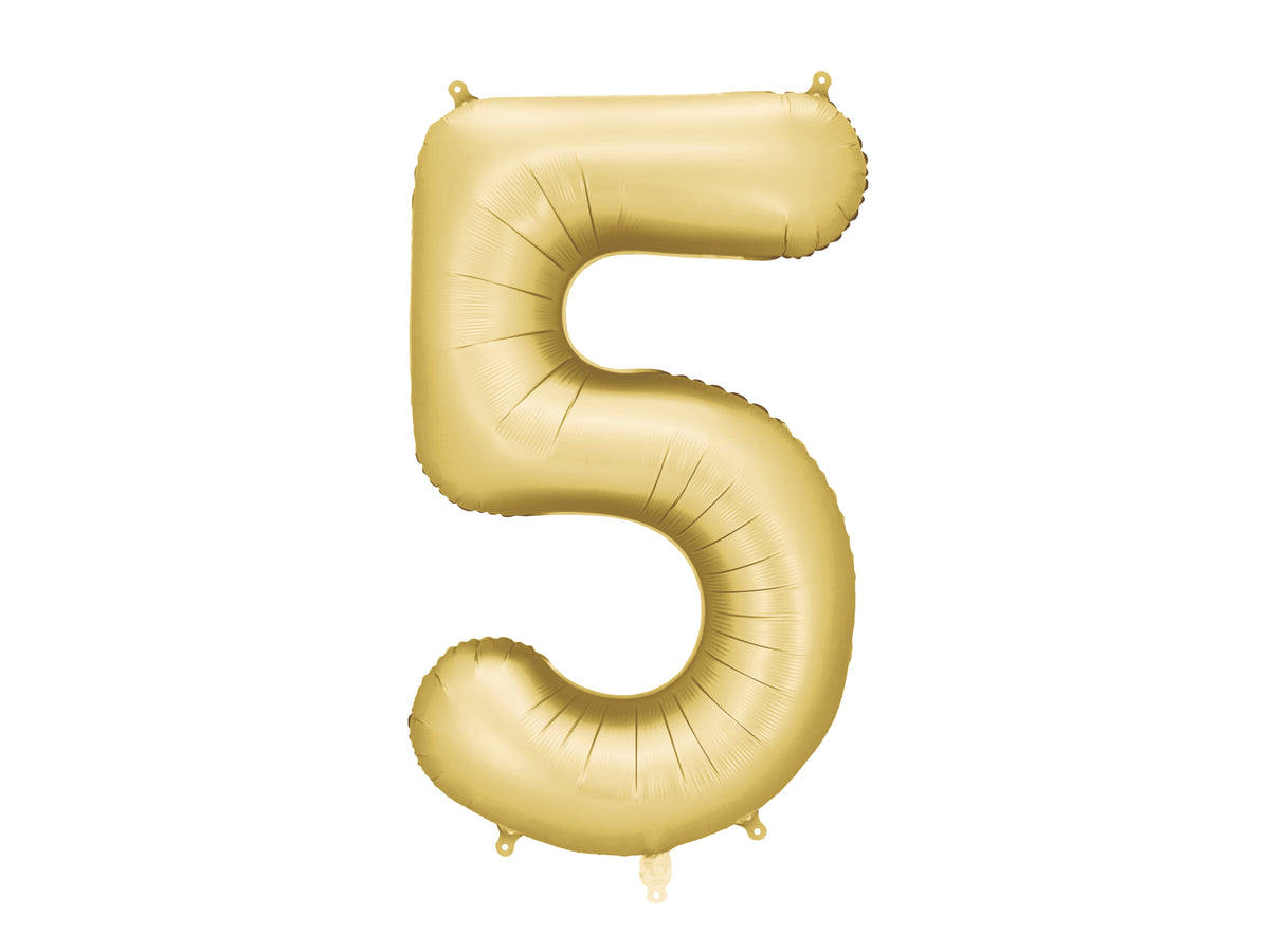 Folienballon Zahl "5" gold matt (1 Stk.)