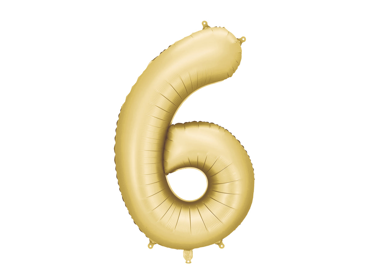 Folienballon Zahl "6" gold matt (1 Stk.)