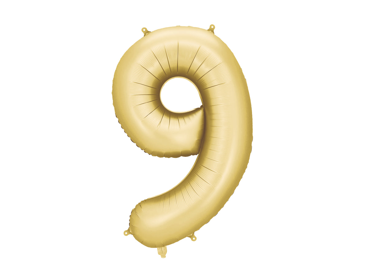 Folienballon Zahl "9" gold matt (1 Stk.)