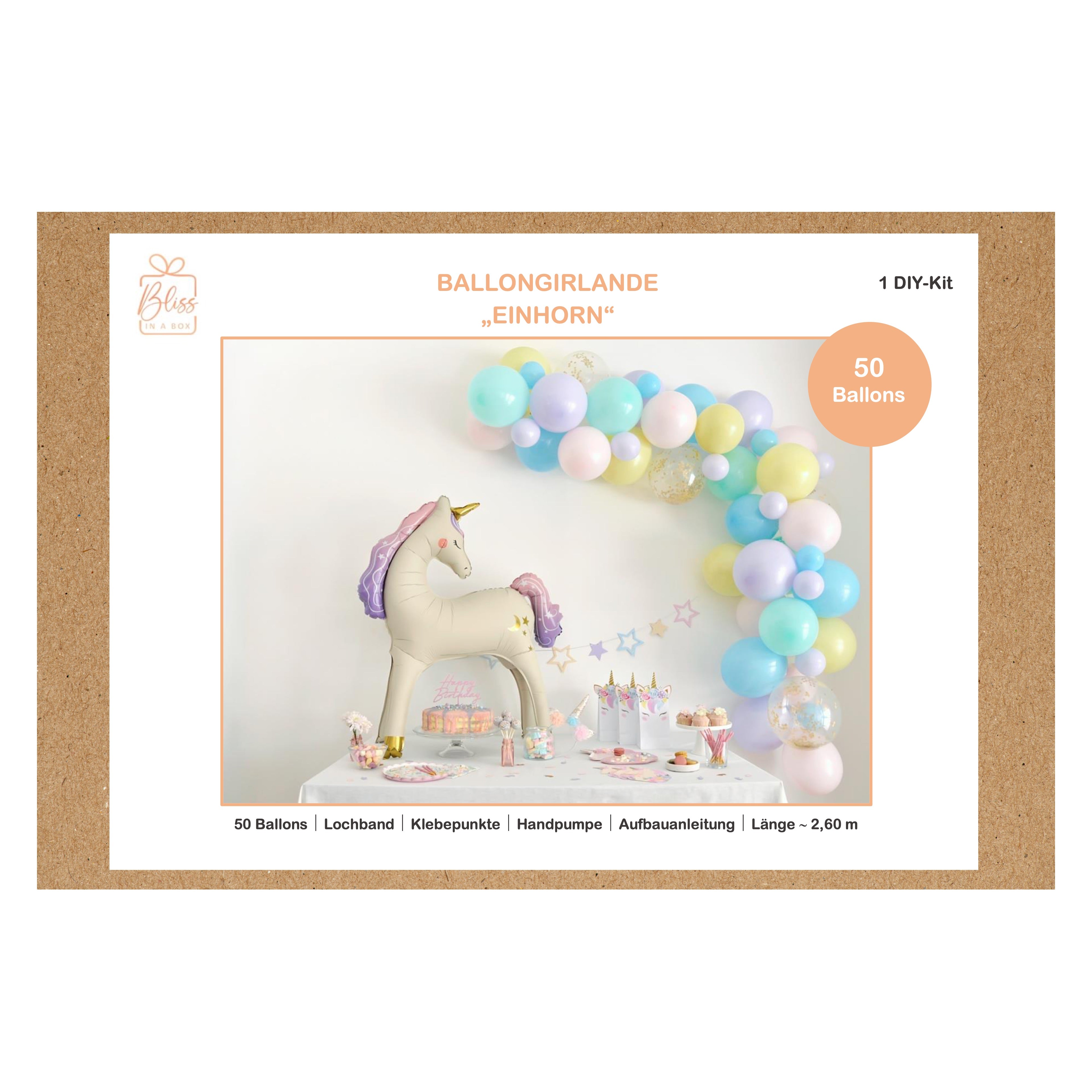 Ballongirlande "Einhorn" (1 DIY-Set)